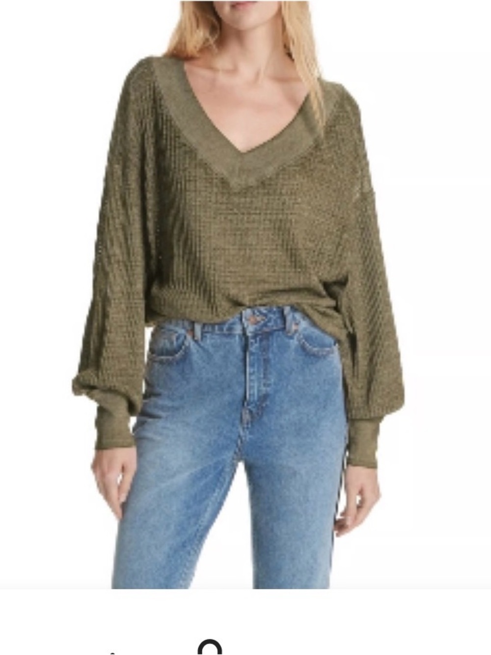We the Free South Side Thermal Waffle Top in Moss size XS